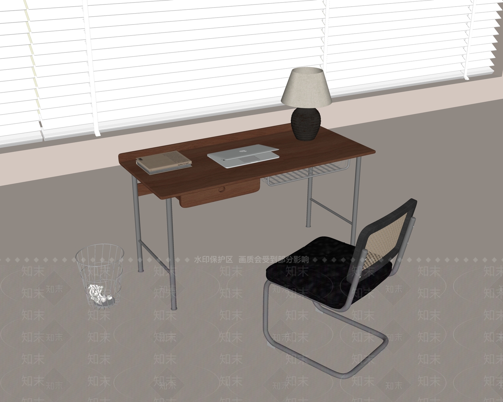 现代书桌椅SU模型下载【ID:1203155573】