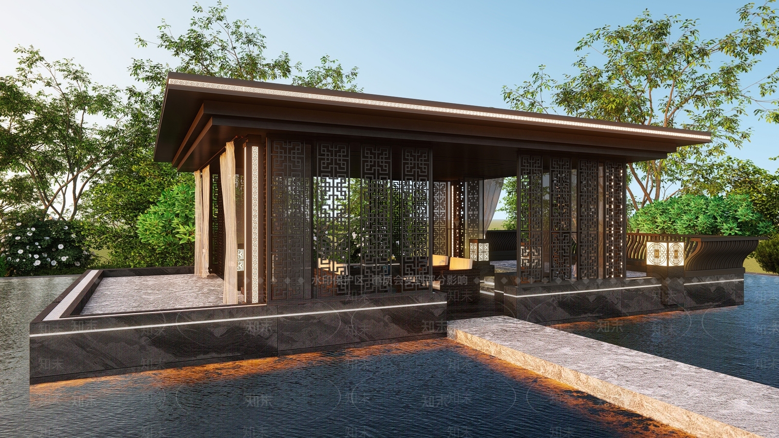 新中式中式亭子SU模型下载【ID:1203159800】
