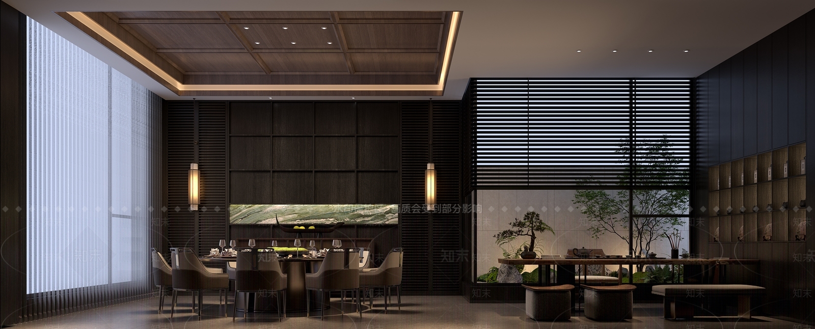 现代新中式火锅店3D模型下载【ID:1203159768】