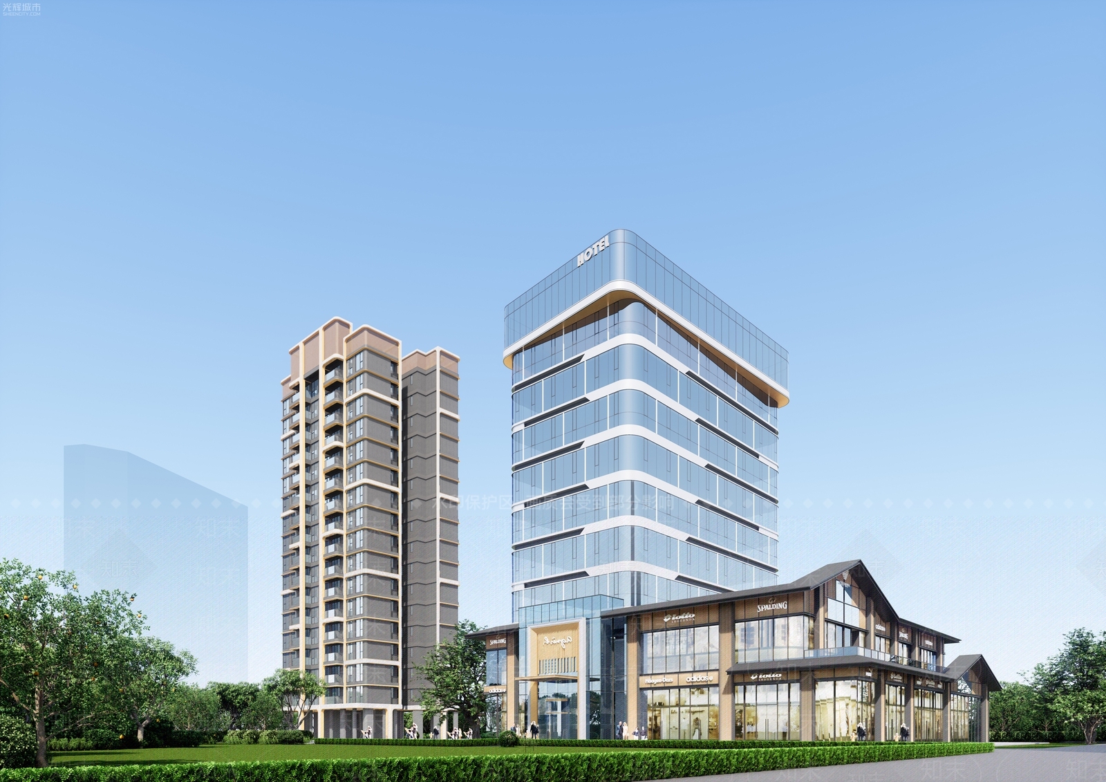 现代酒店建筑SU模型下载【ID:1203250792】