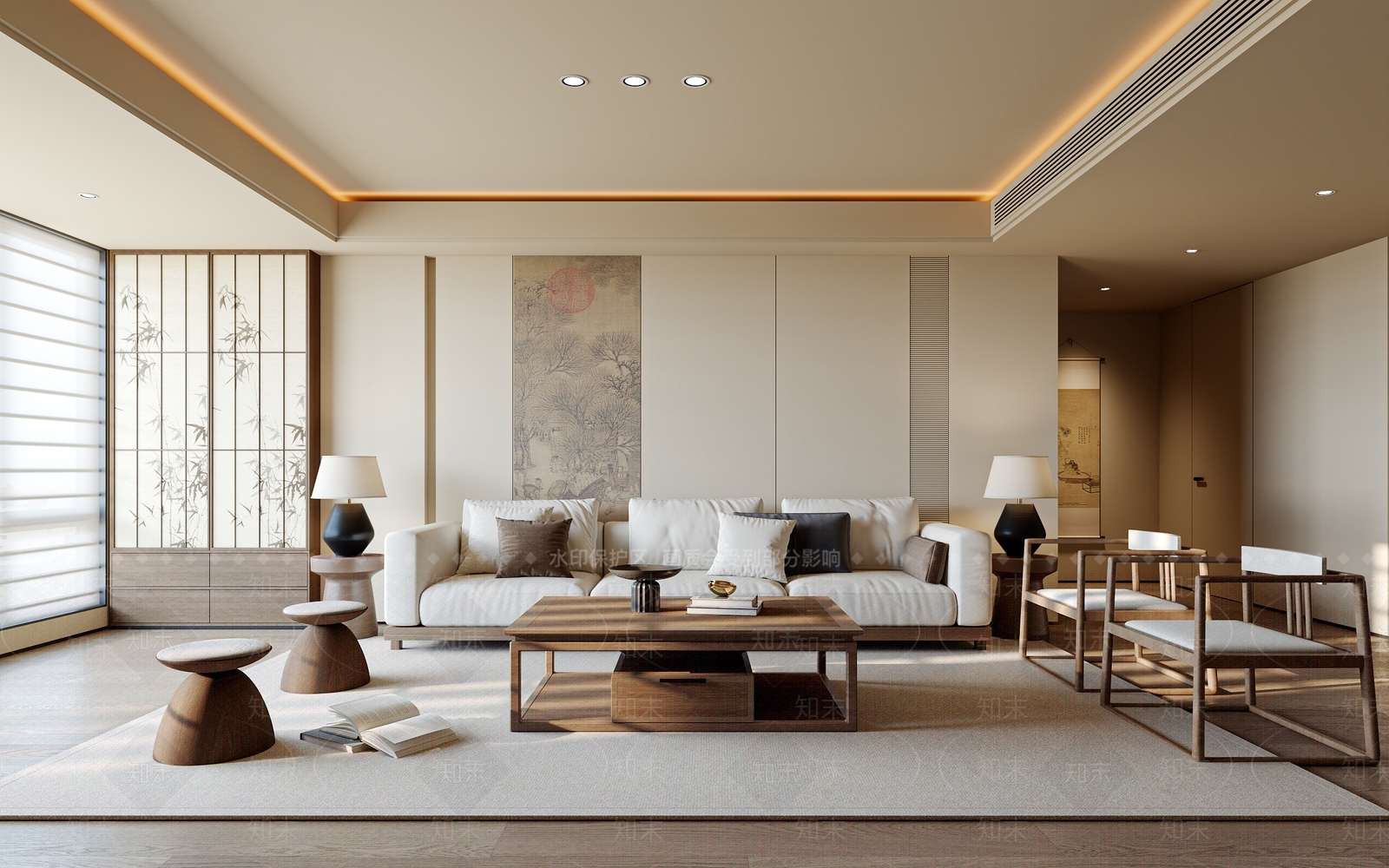 新中式家居客厅3D模型下载【ID:1203165047】