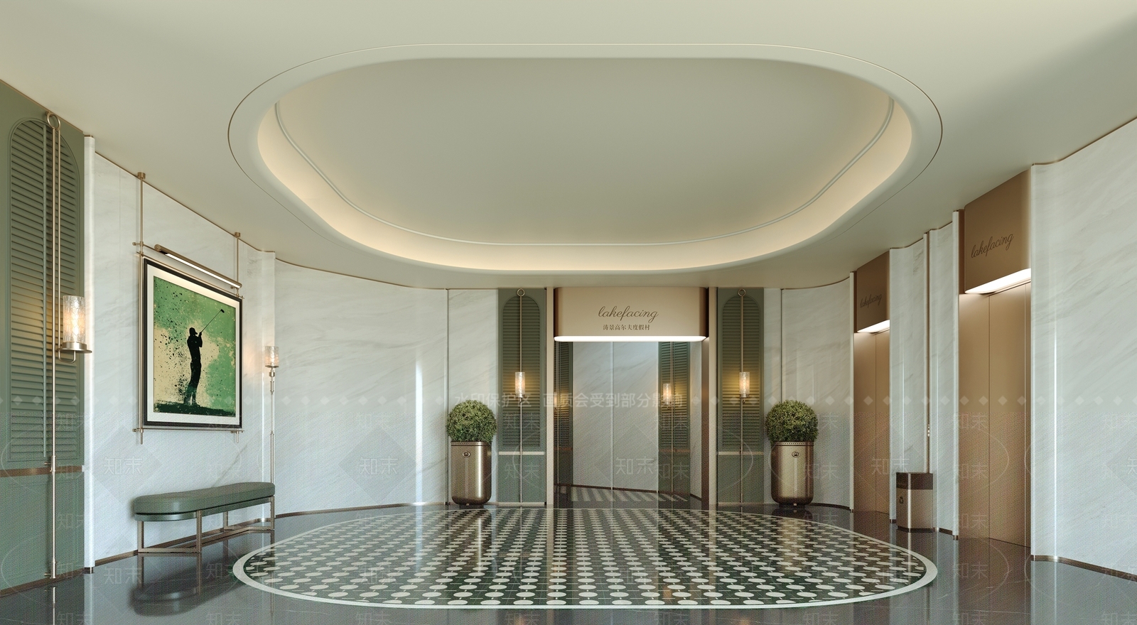 现代轻奢酒店走廊3D模型下载【ID:1203165157】