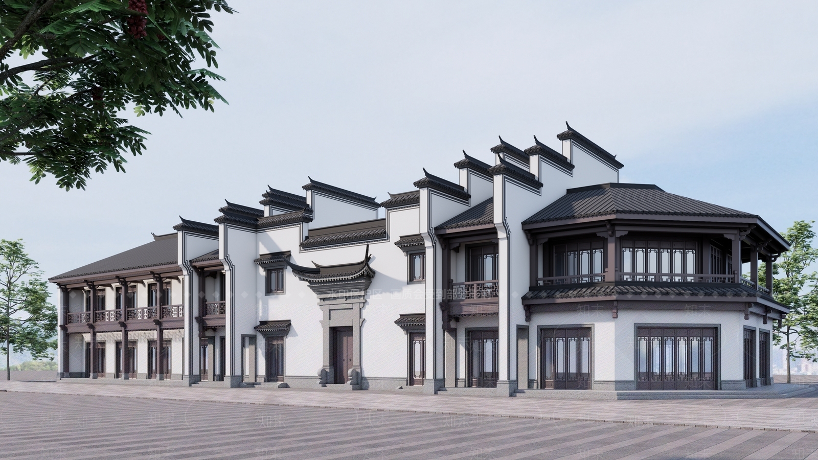 新中式现代商业街SU模型下载【ID:1203165399】