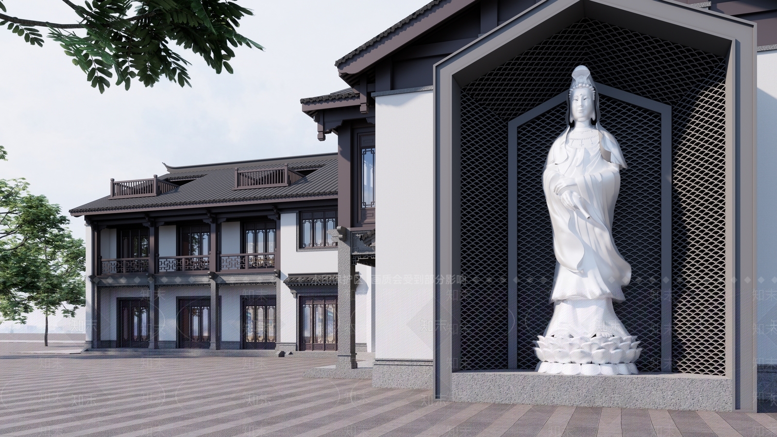 新中式现代商业街SU模型下载【ID:1203165461】