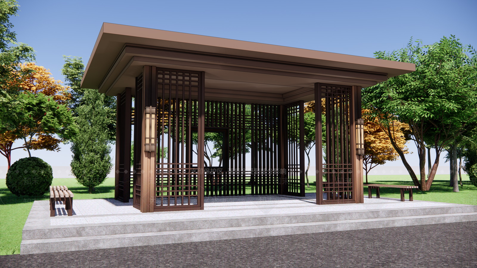 现代简约亭子SU模型下载【ID:1203166747】