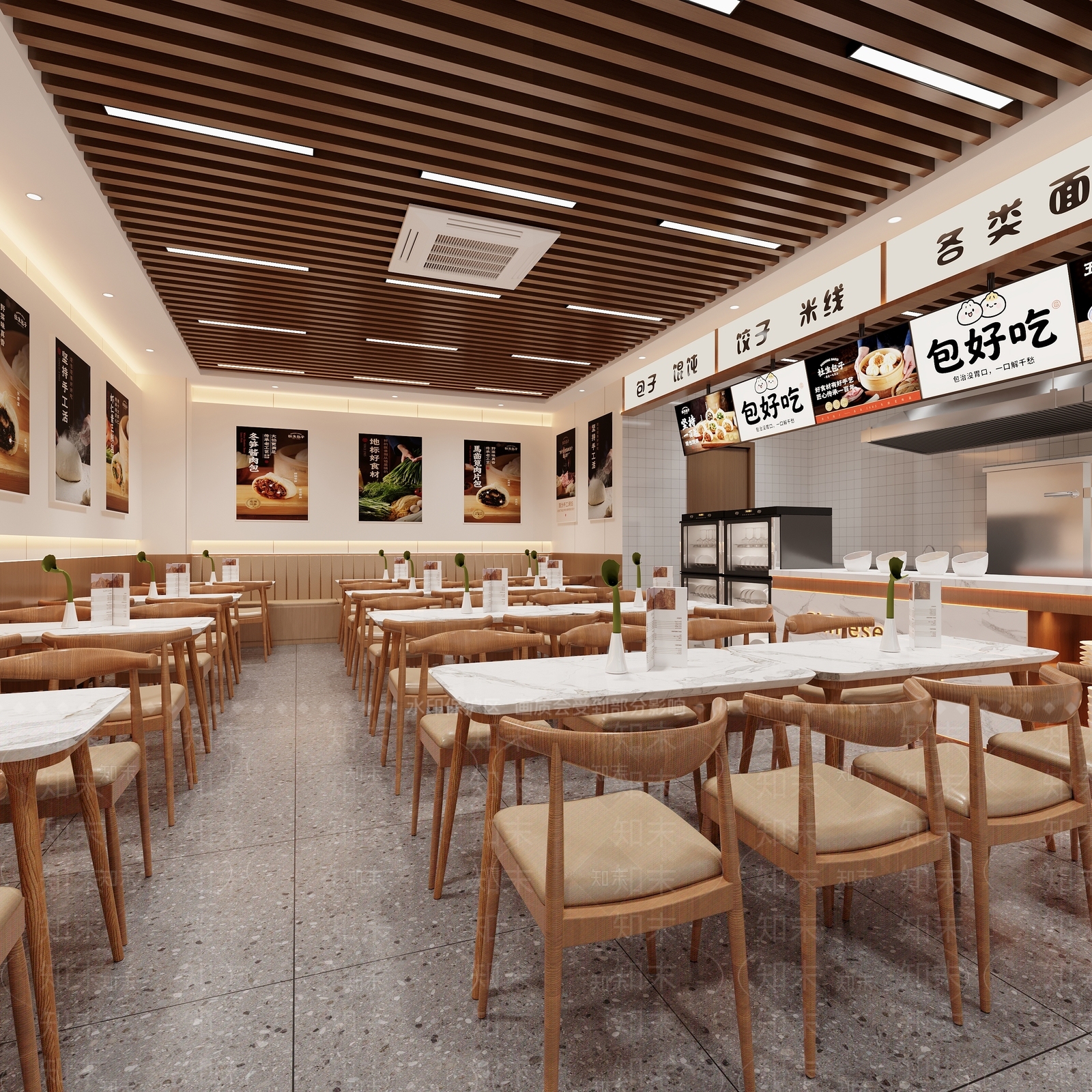 现代原木中餐厅3D模型下载【ID:1203167169】