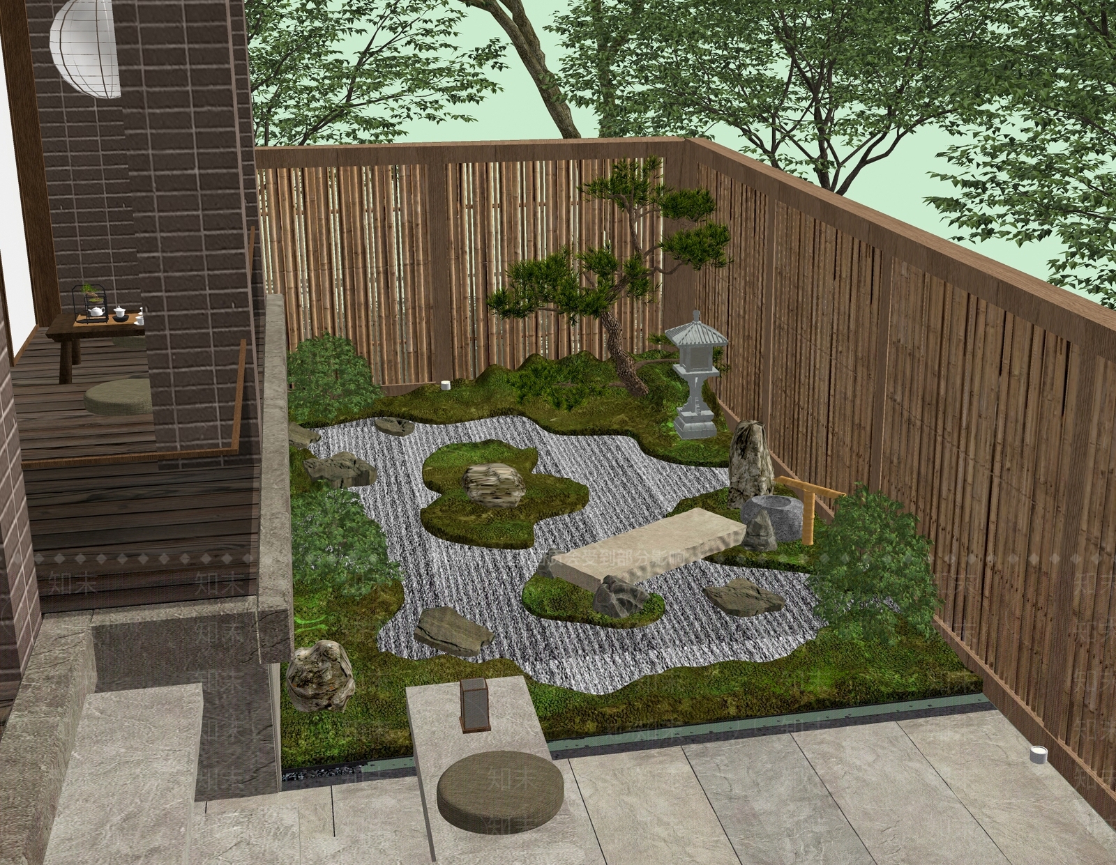 日式庭院小品SU模型下载【ID:1203167135】
