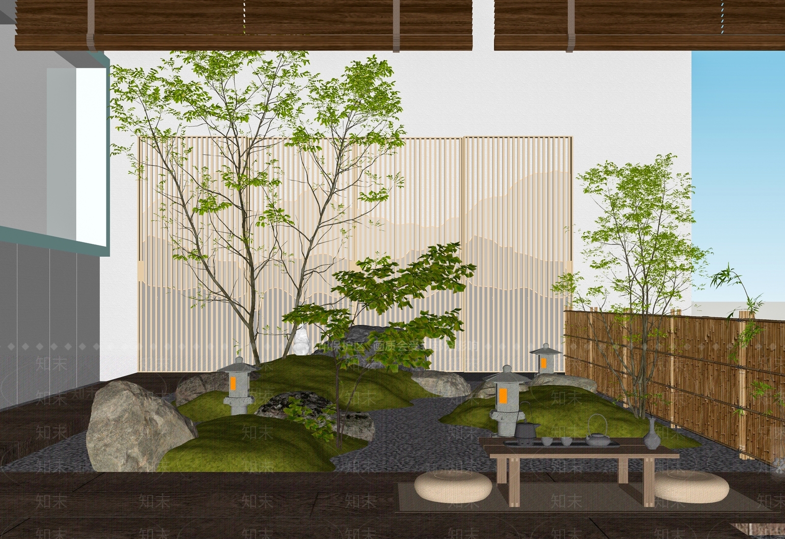 日式别墅庭院SU模型下载【ID:1203167302】