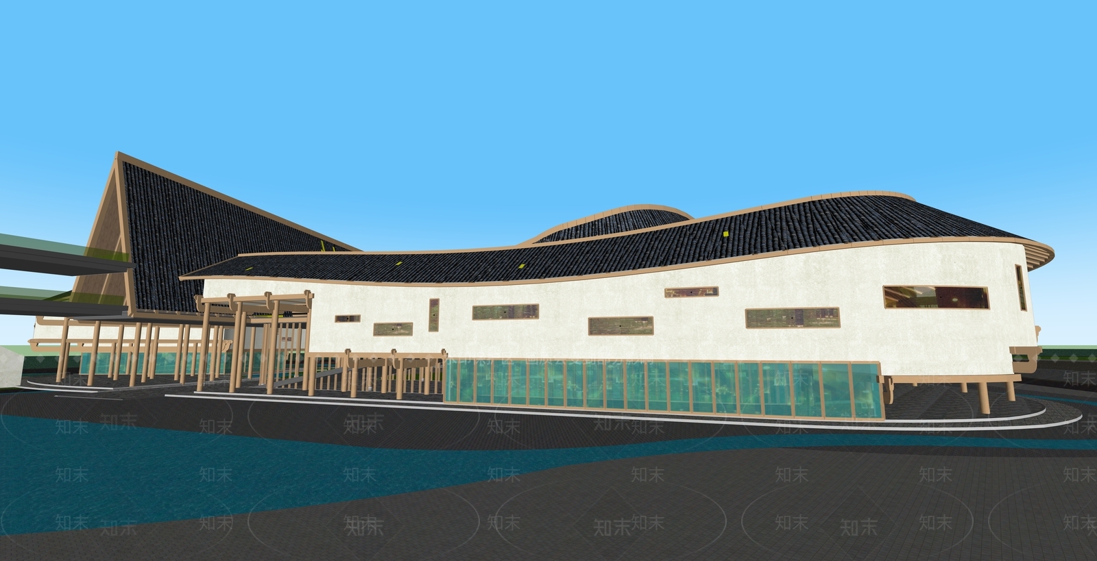 现代新中式其他文化场馆SU模型下载【ID:1203167462】