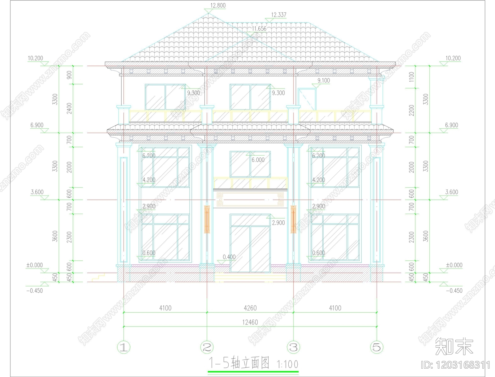 新中式现代别墅建筑cad施工图下载【ID:1203168311】