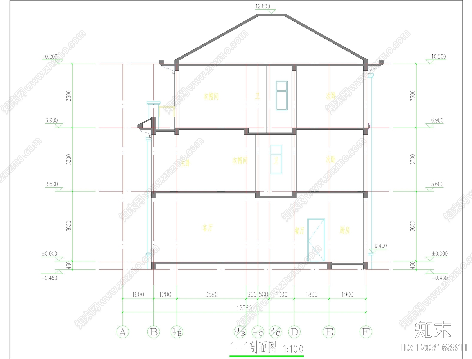 新中式现代别墅建筑cad施工图下载【ID:1203168311】