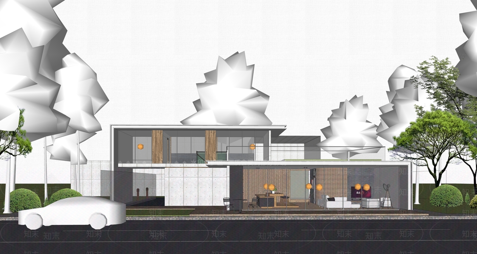 现代民宿建筑SU模型下载【ID:1203168854】