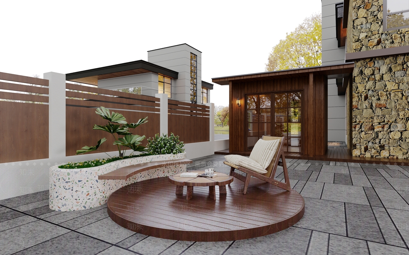 原木美式住宅景观3D模型下载【ID:1203170003】