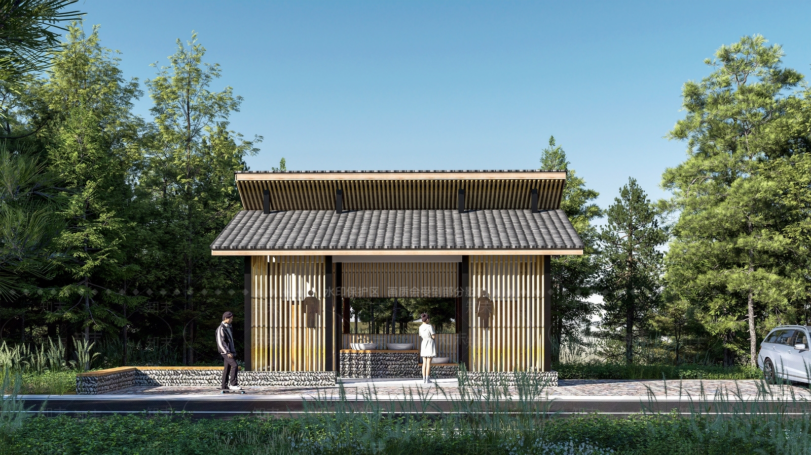 新中式原木其他公共建筑SU模型下载【ID:1203171012】