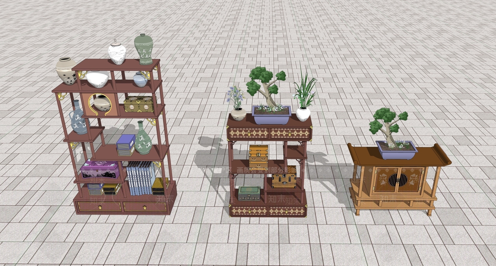 中式书柜SU模型下载【ID:1203171723】