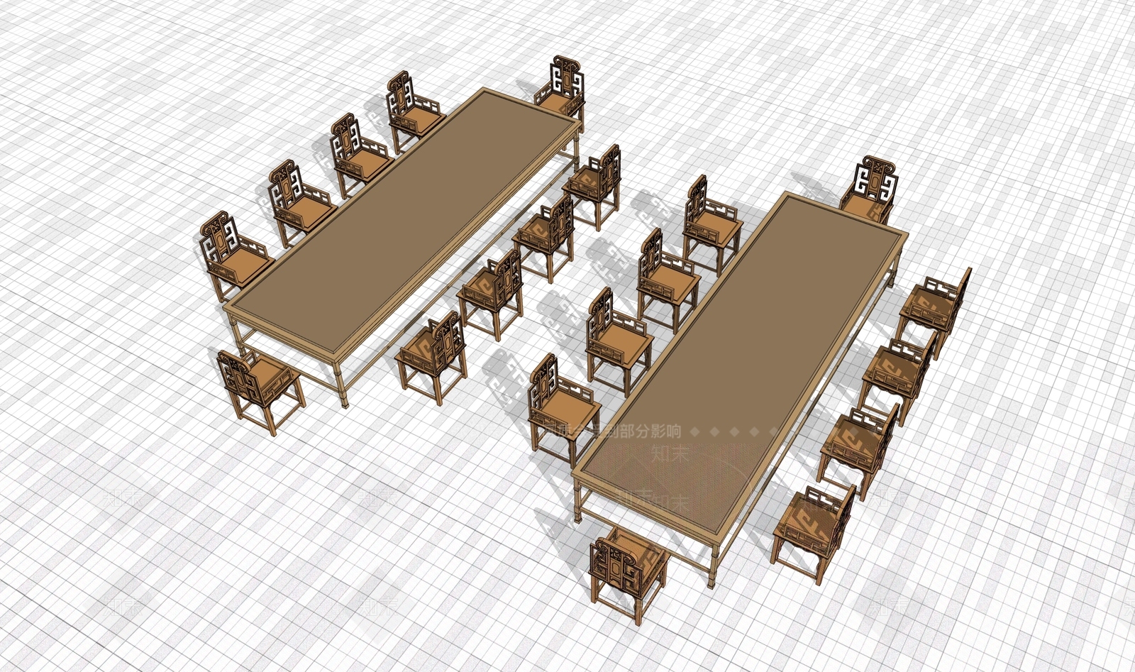 中式餐桌SU模型下载【ID:1203171715】
