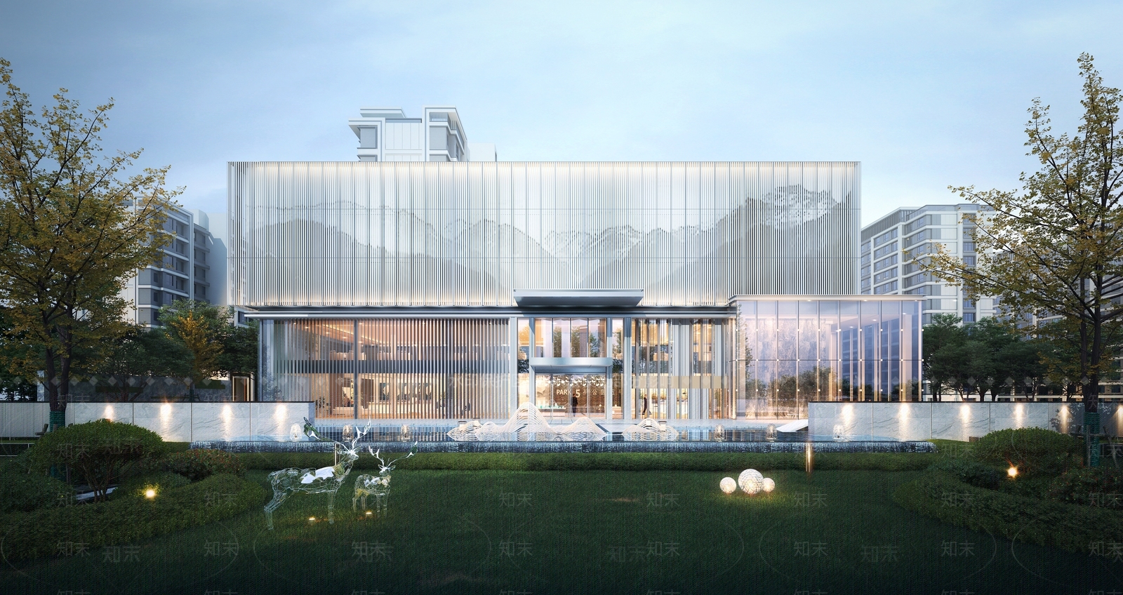 新中式现代售楼处外观3D模型下载【ID:1203171816】