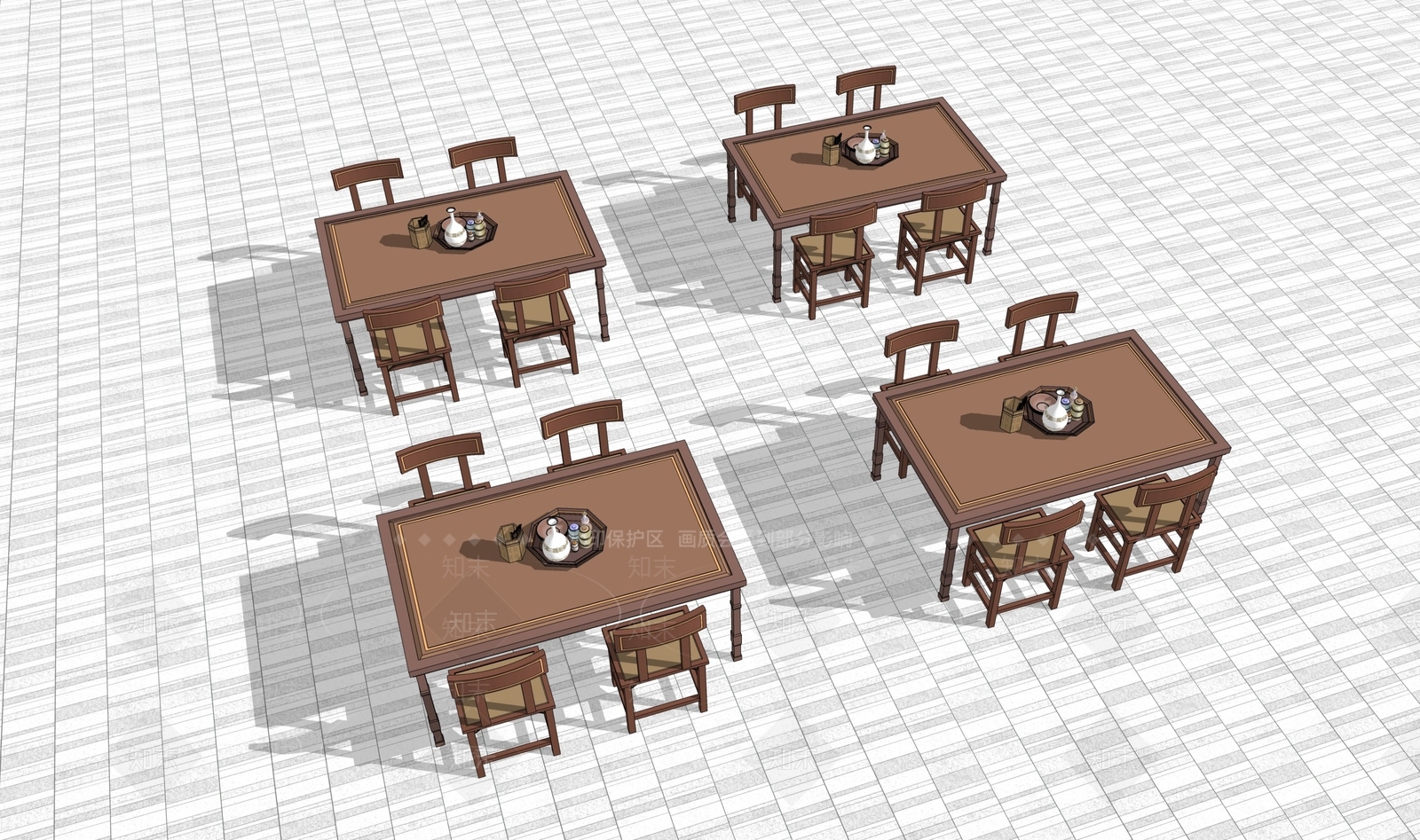 中式餐桌SU模型下载【ID:1203172004】