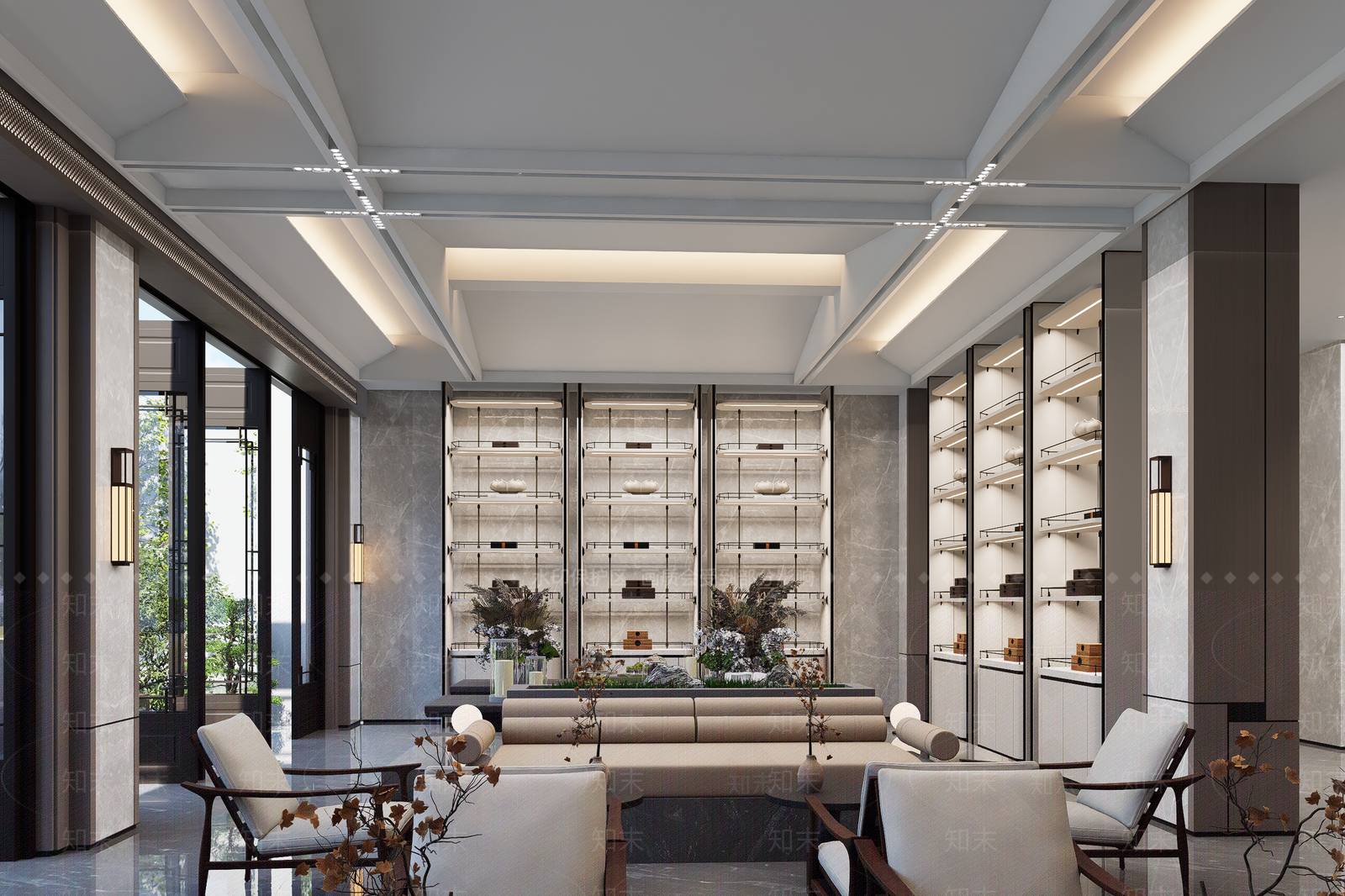 新中式中式其他酒店空间SU模型下载【ID:1203178205】