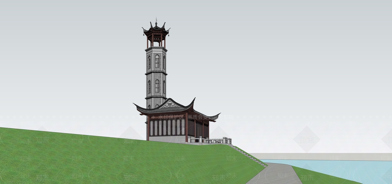 中式其他景观小建筑SU模型下载【ID:1203175564】