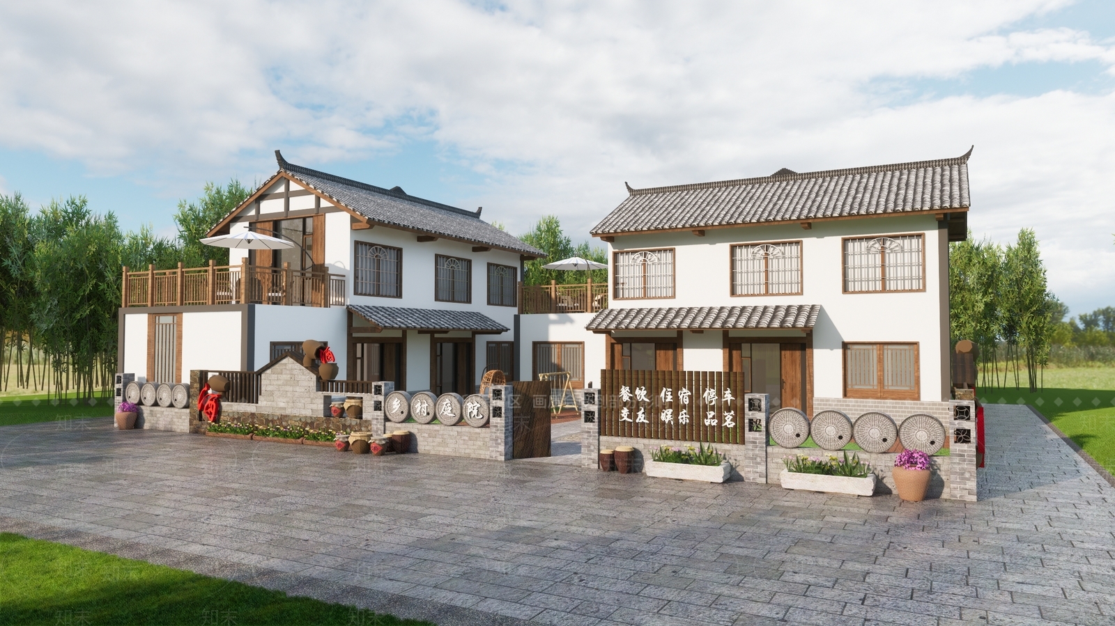 现代乡村庭院SU模型下载【ID:1203176220】