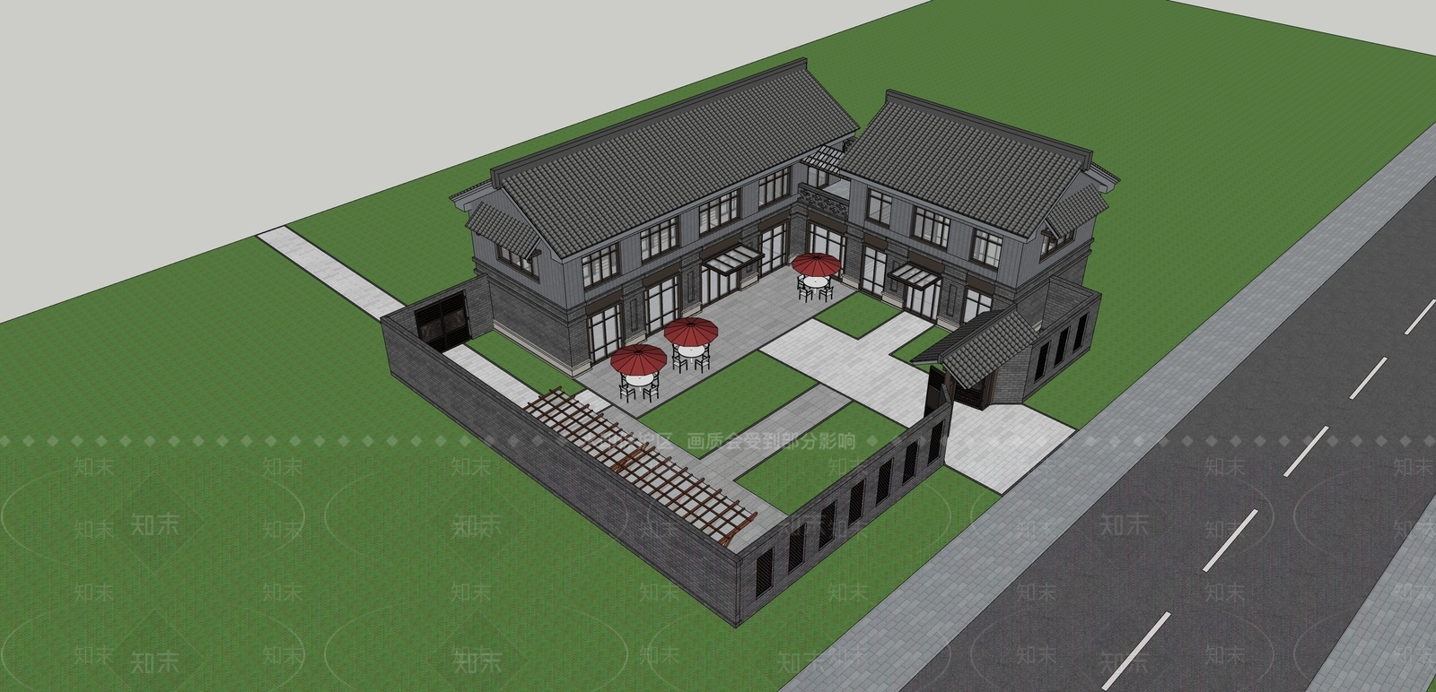 新中式小公建SU模型下载【ID:1203177043】