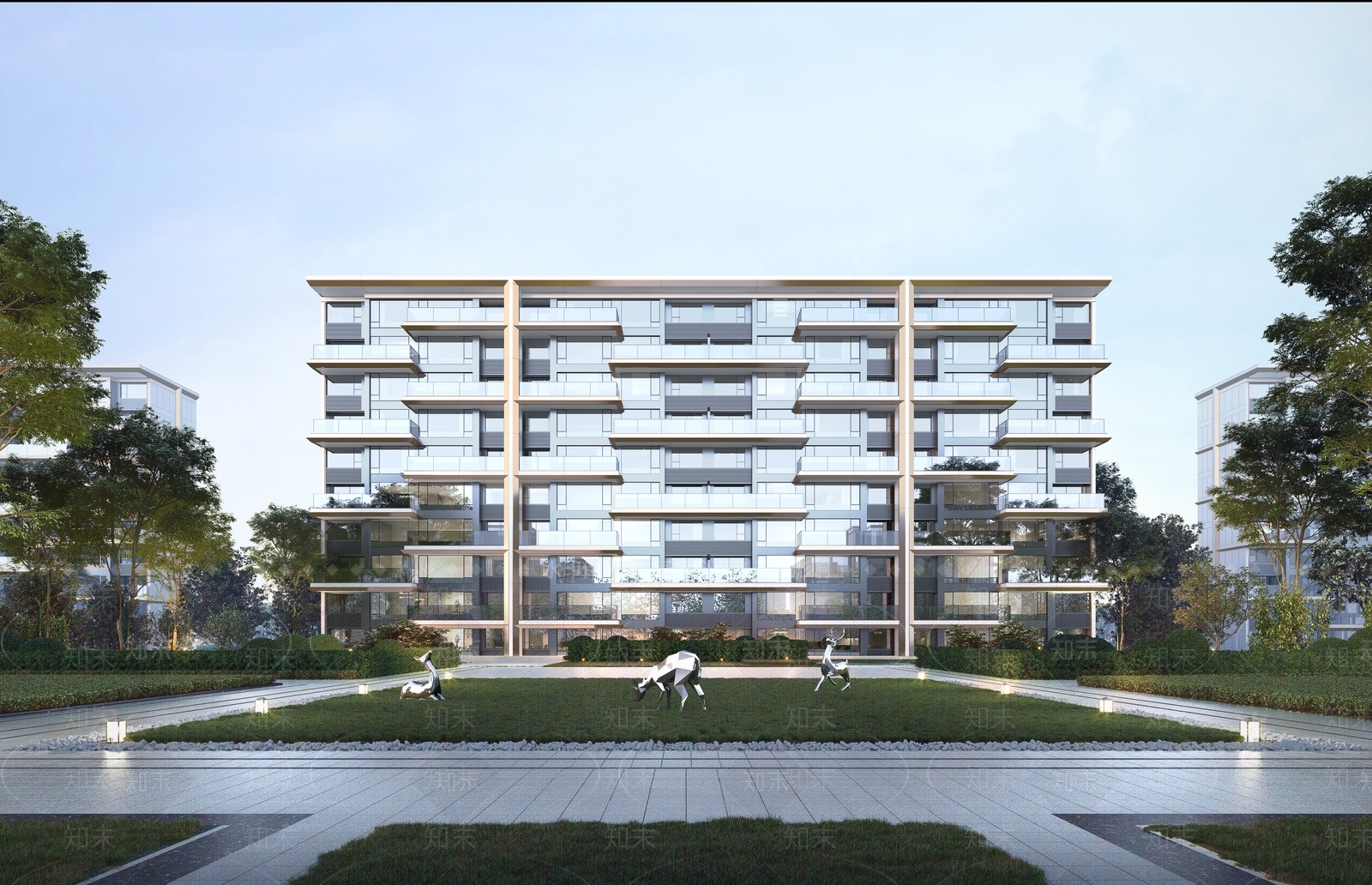 现代新中式多层住宅楼3D模型下载【ID:1203181870】