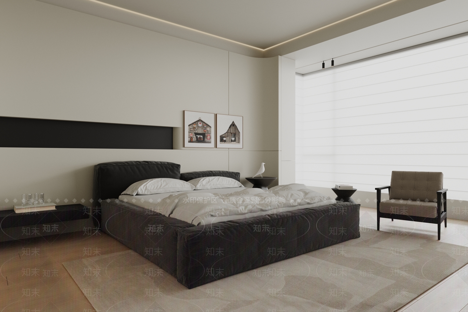现代双人床3D模型下载【ID:1203528858】