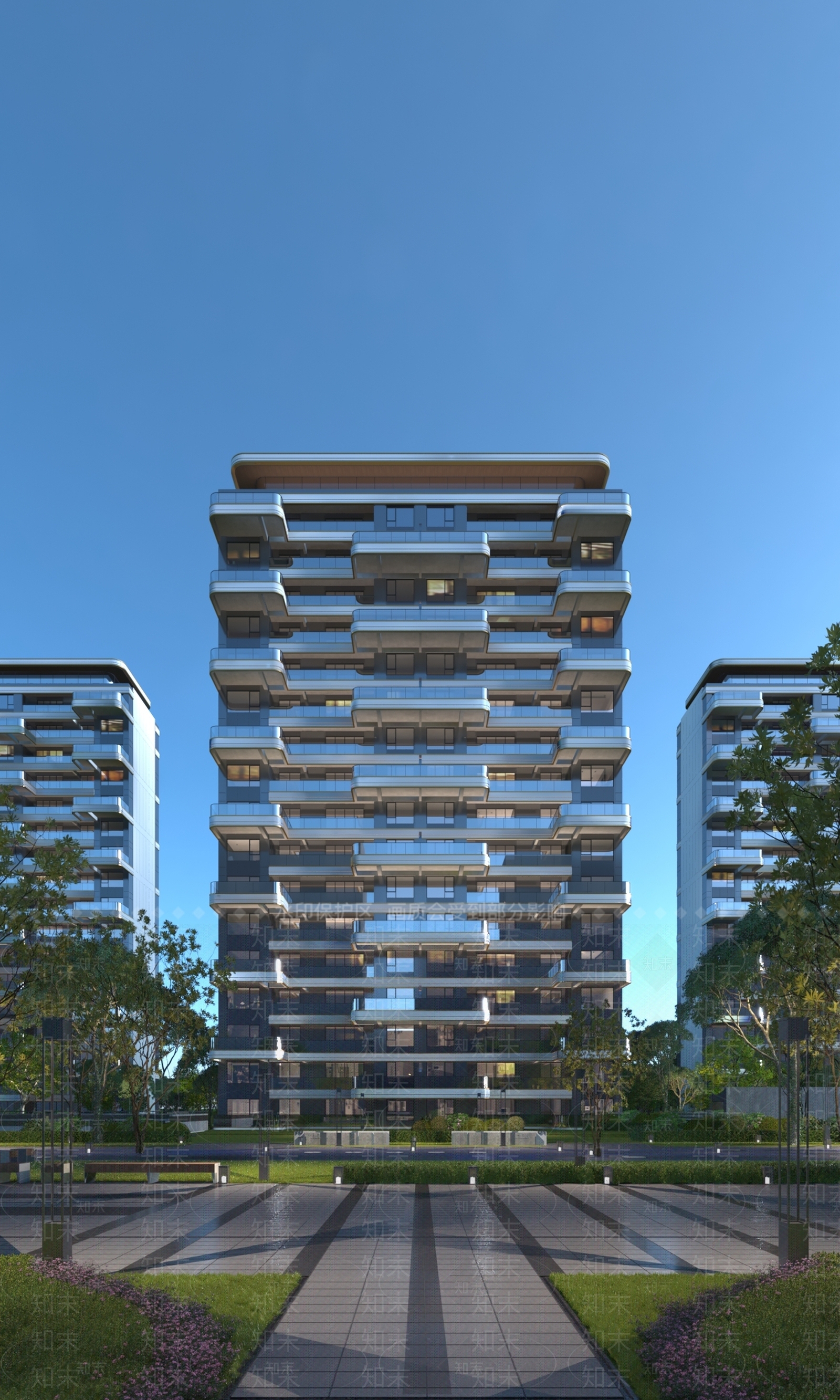 现代高层住宅3D模型下载【ID:1203186814】