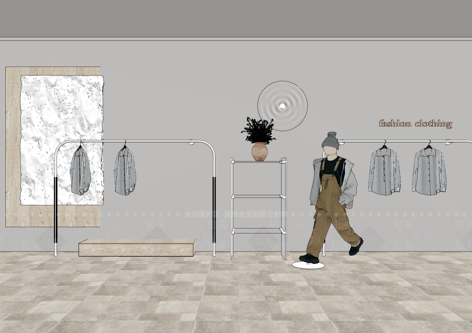 中古极简服装店SU模型下载【ID:1203186347】