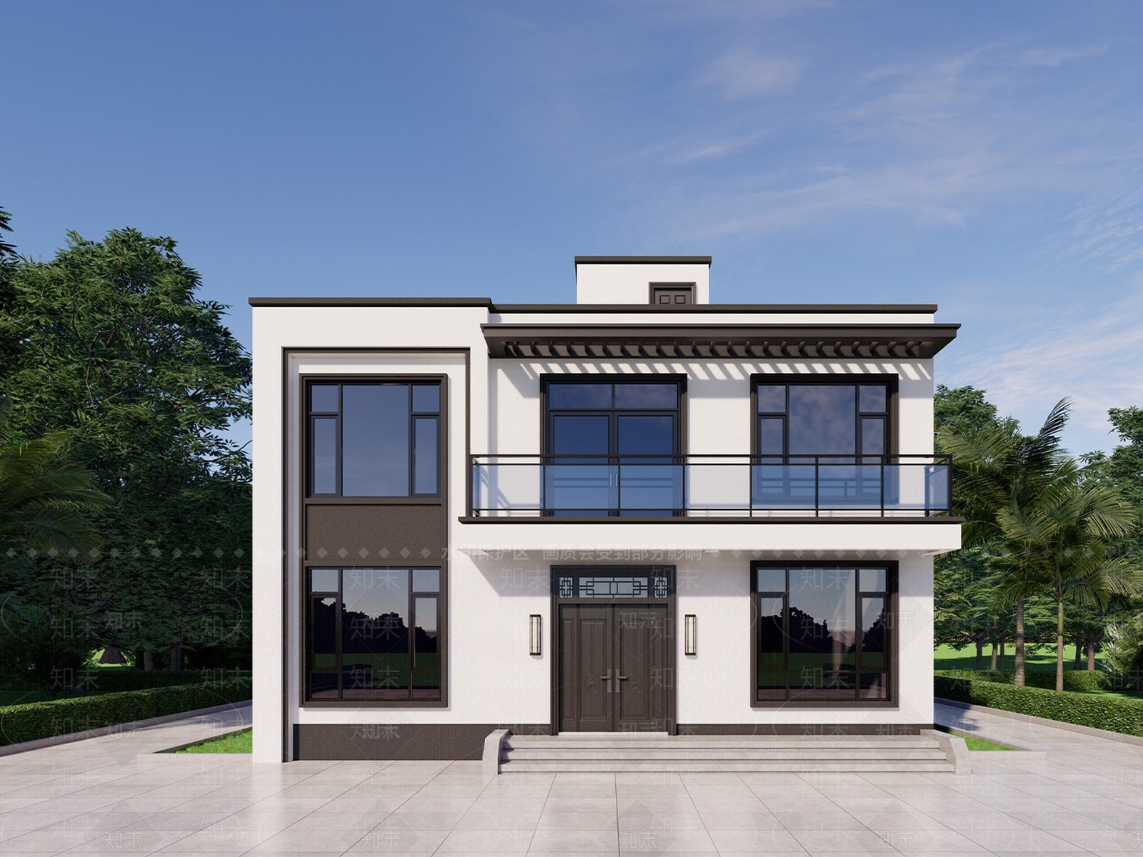 现代简约独栋别墅SU模型下载【ID:1203186784】