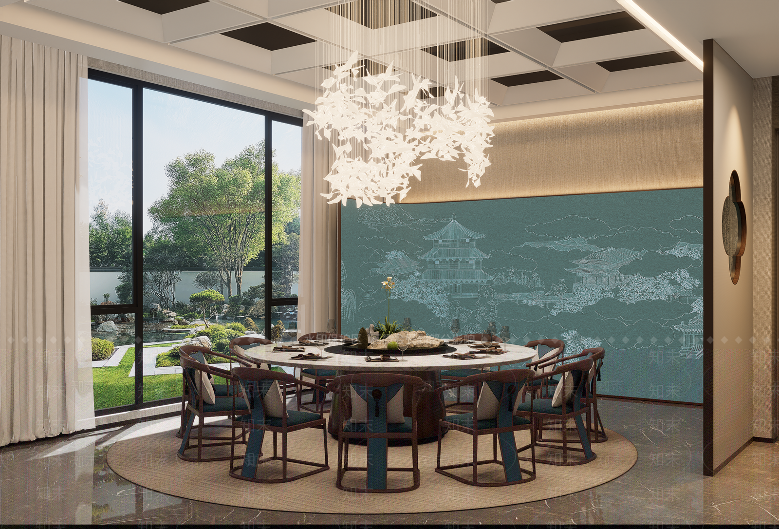 新中式中式包厢SU模型下载【ID:1203341322】