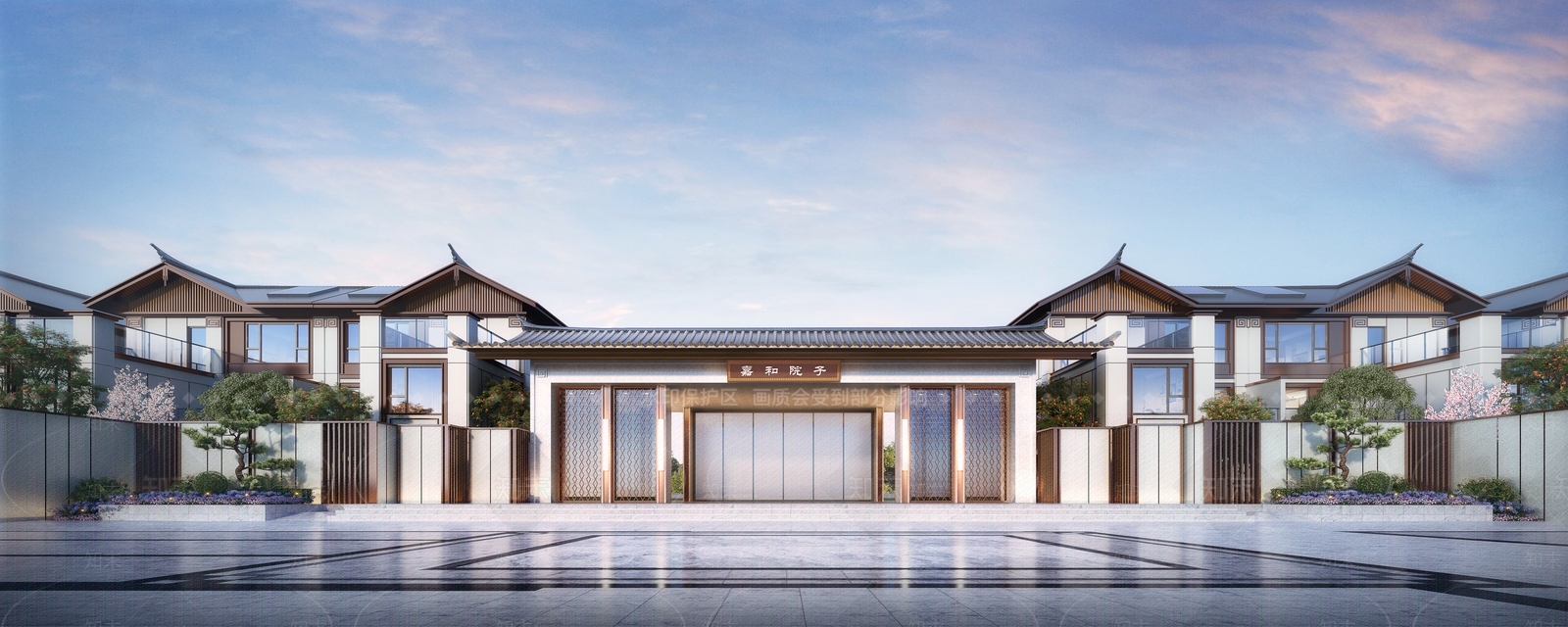 新中式中式售楼处外观3D模型下载【ID:1203189864】