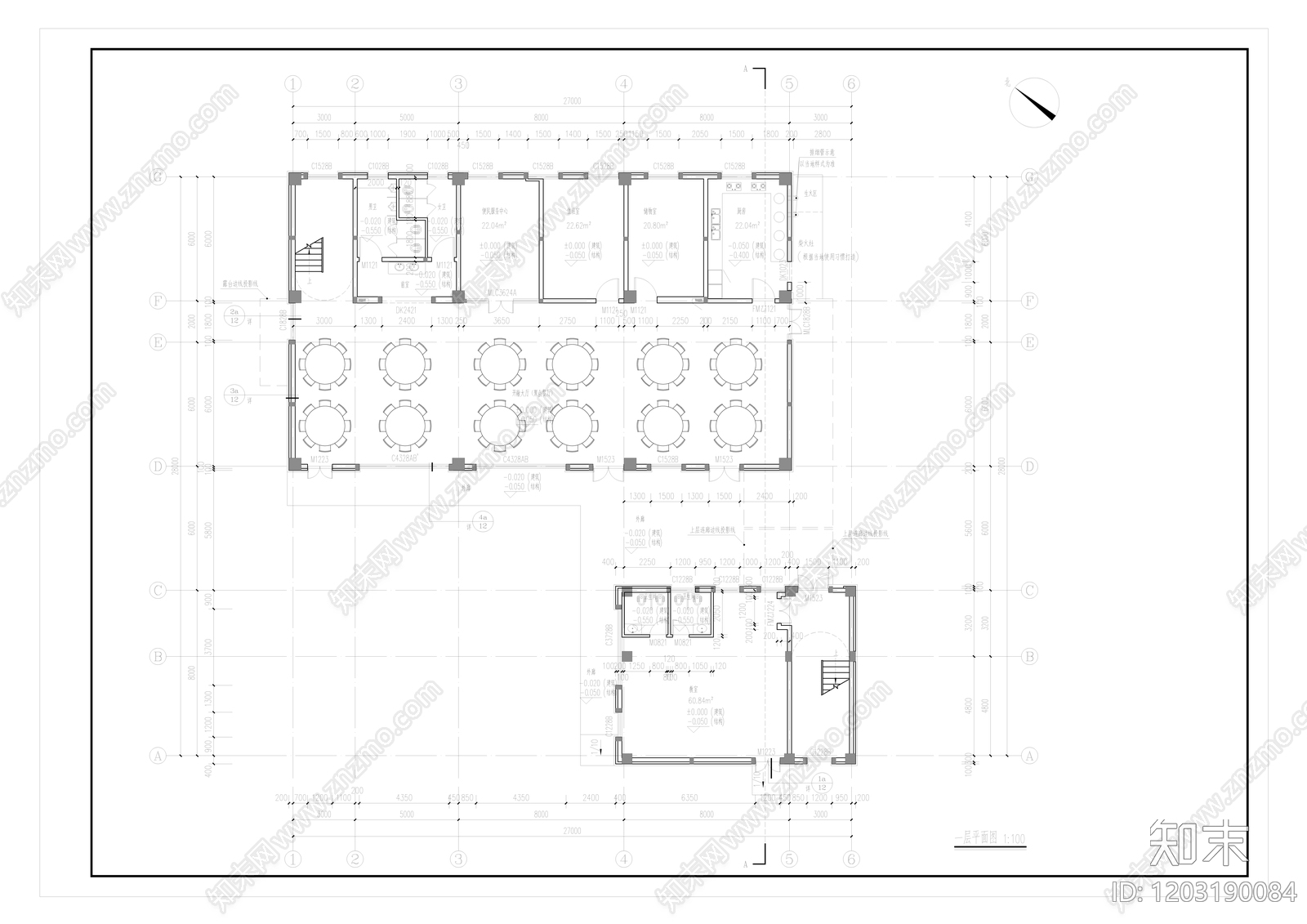 现代新中式行政机构建筑cad施工图下载【ID:1203190084】