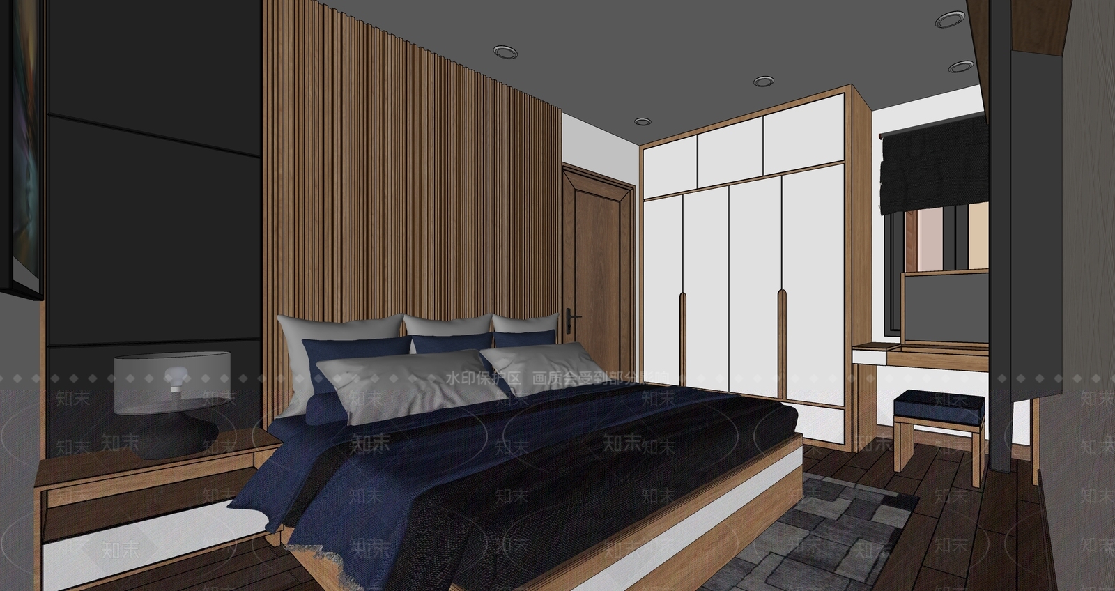 现代轻奢家居卧室SU模型下载【ID:1203190827】