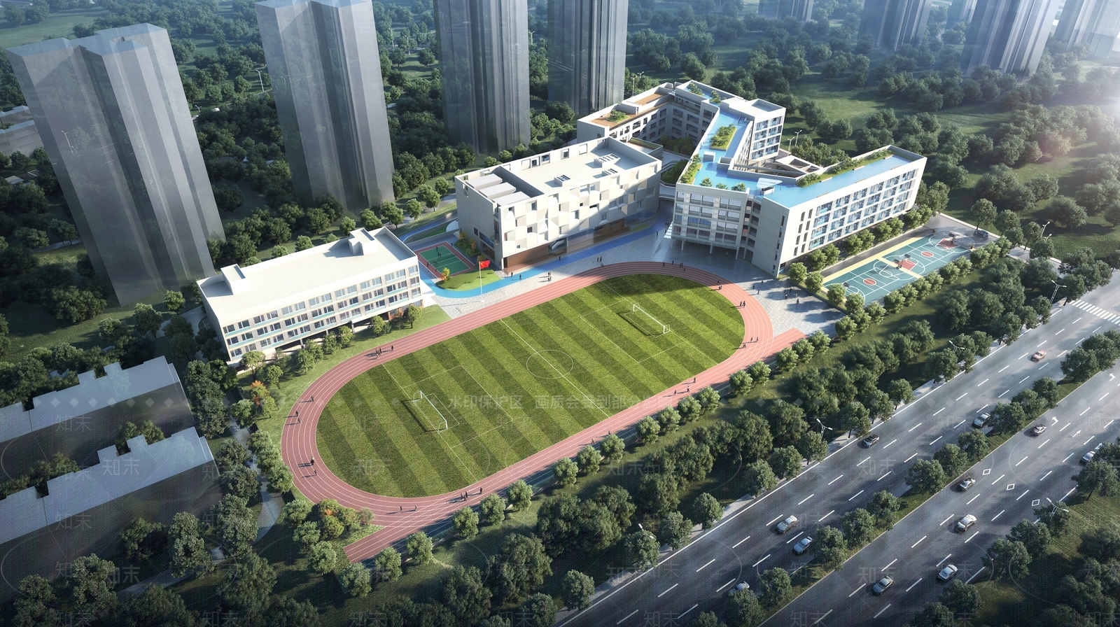 现代学校外观3D模型下载【ID:1203191907】