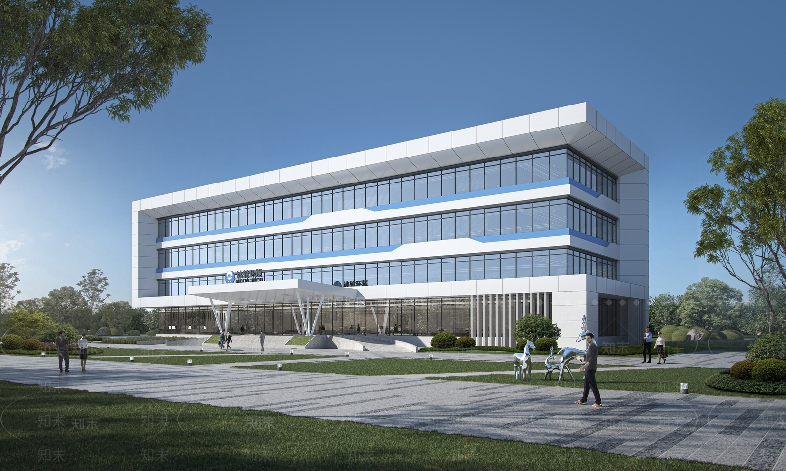 现代产业园办公楼SU模型下载【ID:1203406271】