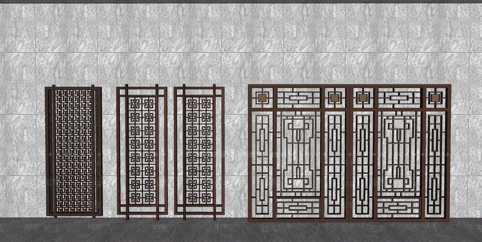 新中式屏风SU模型下载【ID:1203191895】