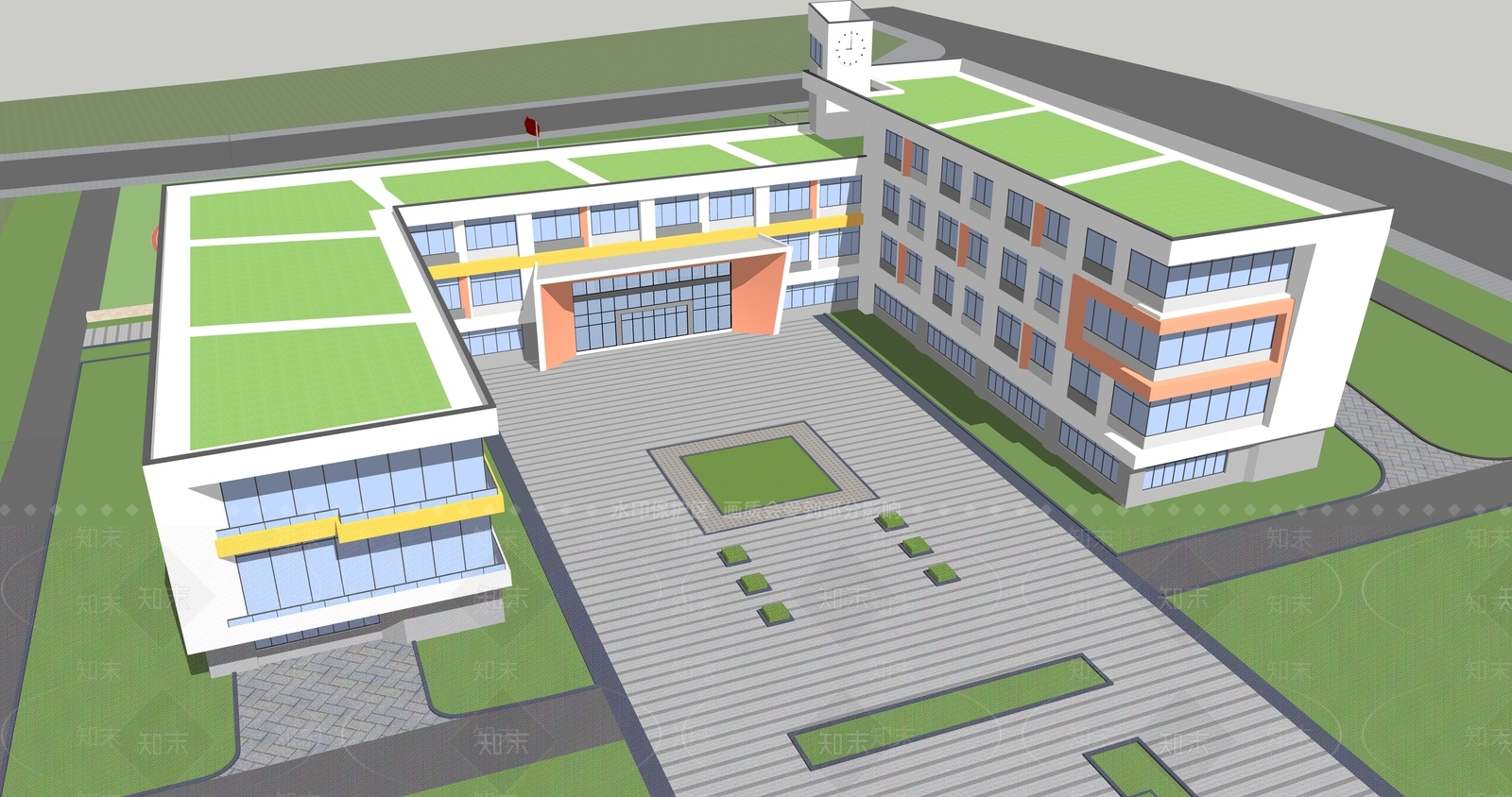 现代学校建筑SU模型下载【ID:1203191912】