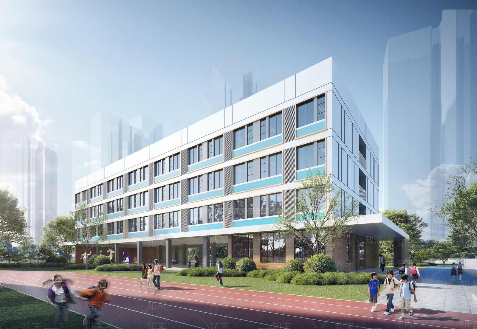 现代学校外观3D模型下载【ID:1203192440】