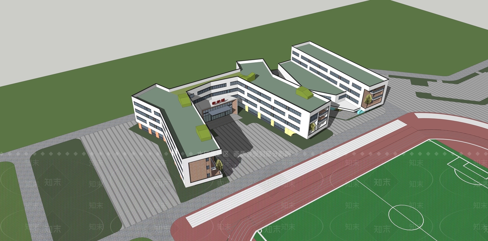 现代学校建筑SU模型下载【ID:1203337304】
