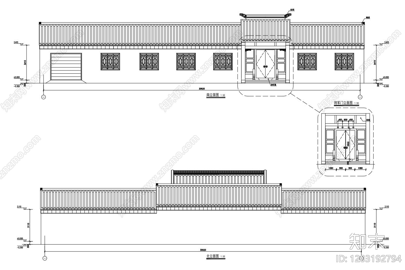 仿古建筑cad施工图下载【ID:1203192794】