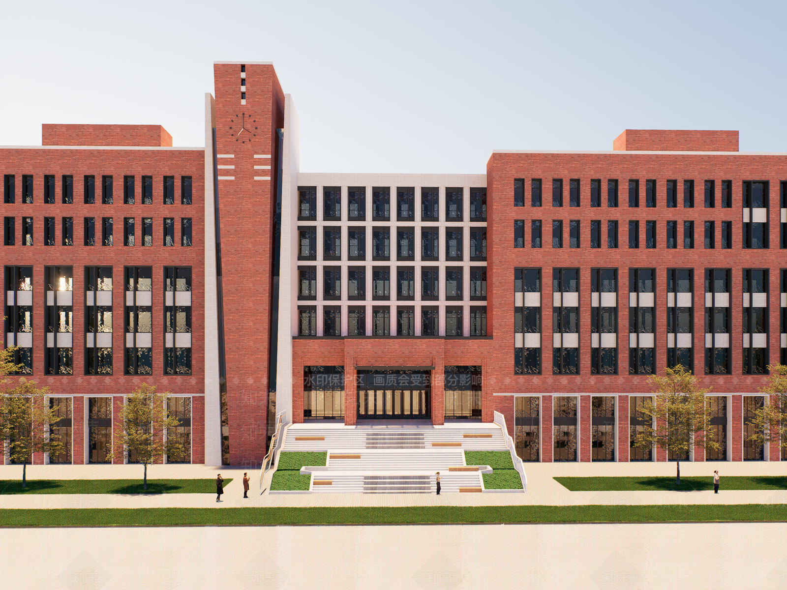 现代复古学校建筑SU模型下载【ID:1203195647】