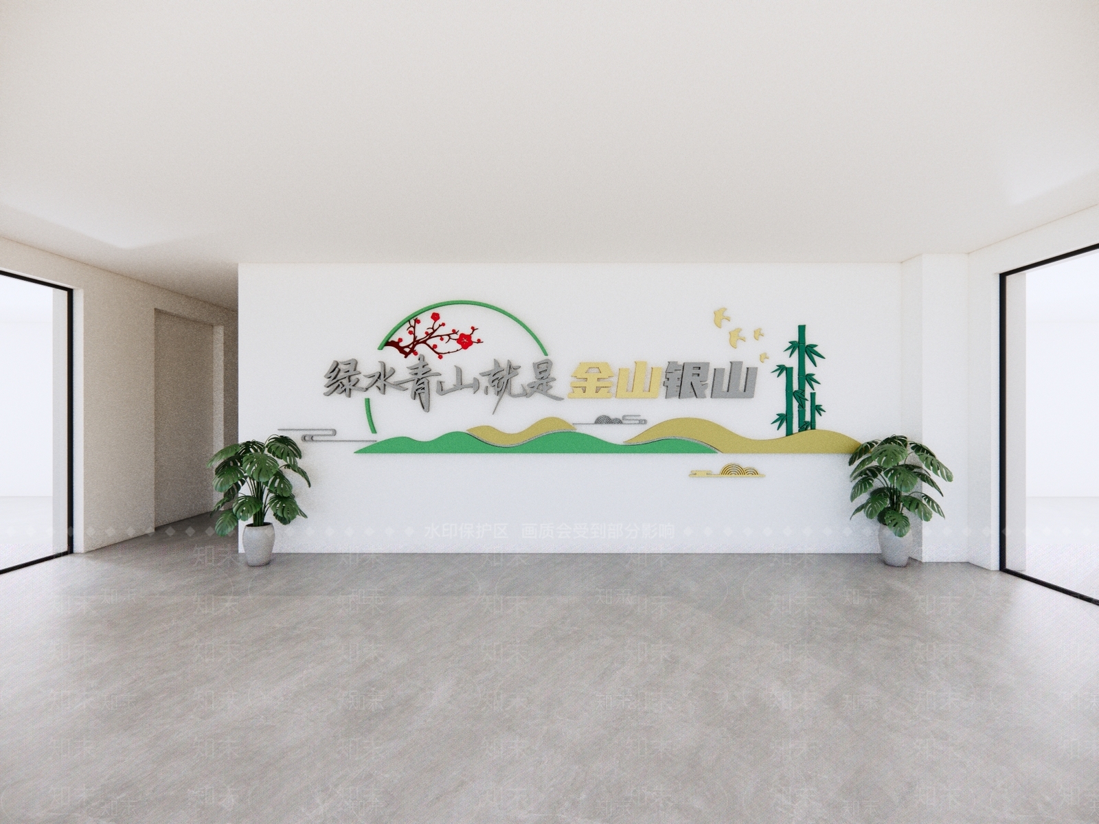 现代新中式文化墙SU模型下载【ID:1203198964】