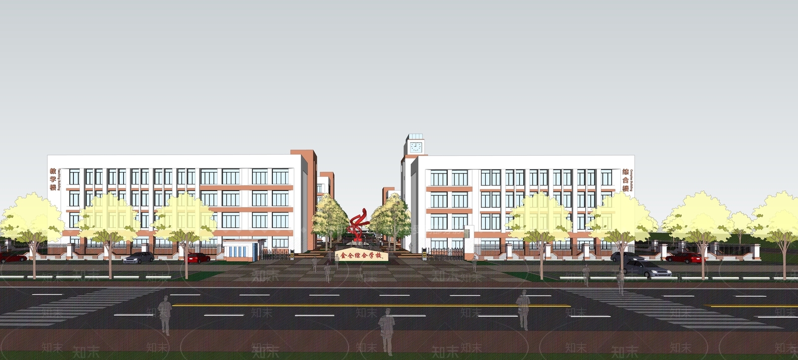 现代学校建筑SU模型下载【ID:1203201576】