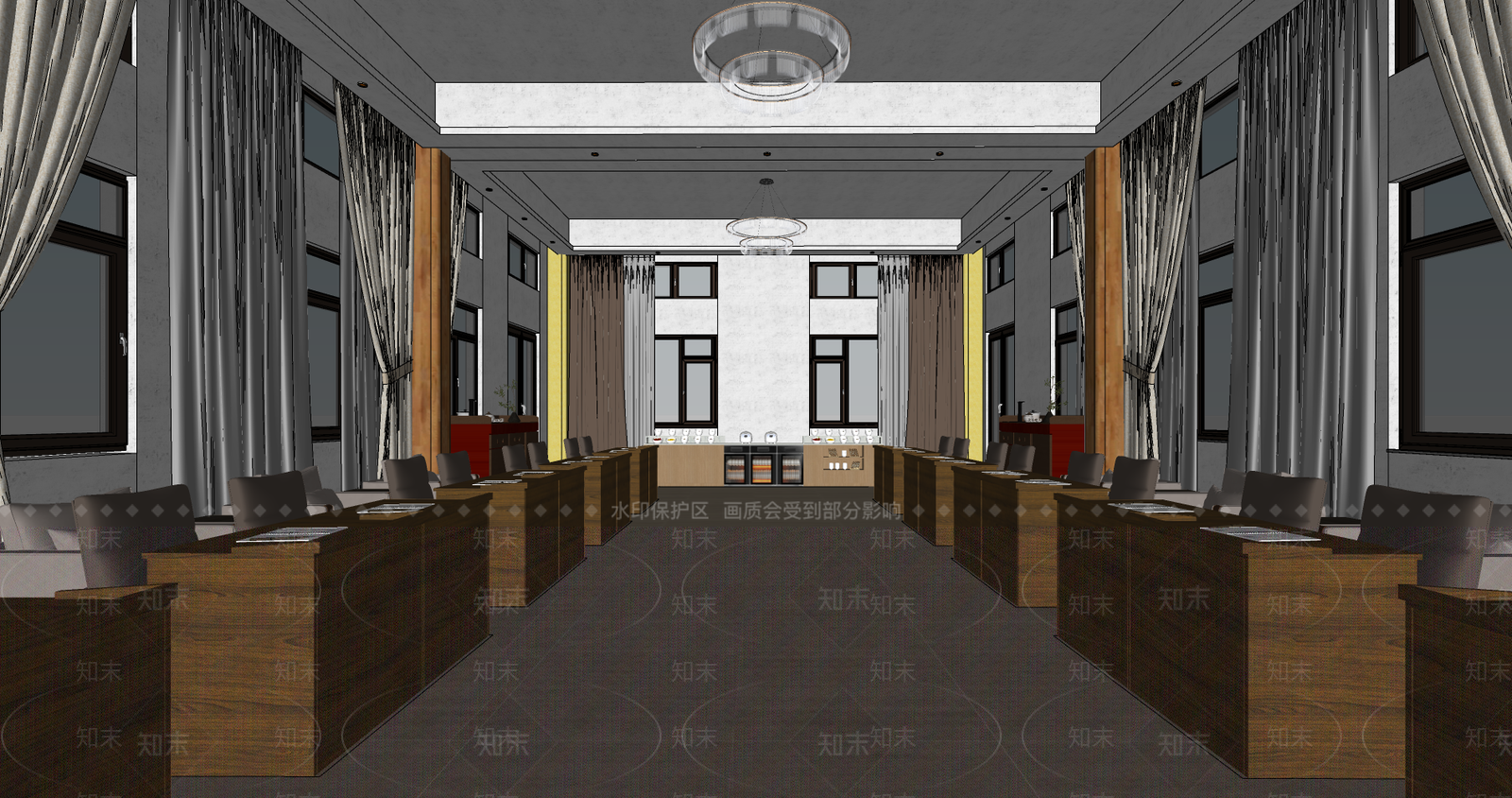 新中式中式会议室SU模型下载【ID:1203205987】