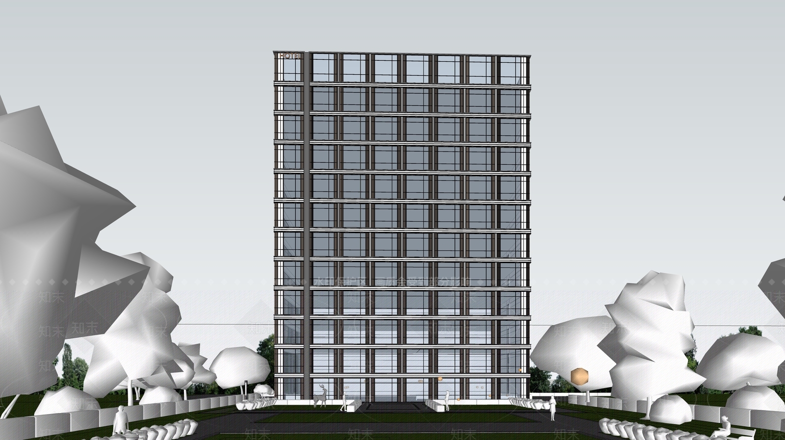 现代酒店建筑SU模型下载【ID:1203205847】