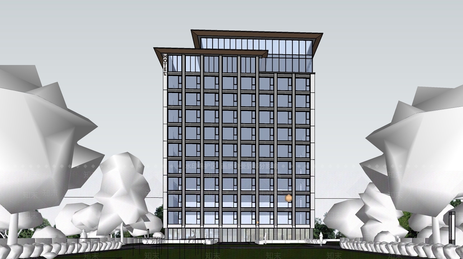 新中式酒店建筑SU模型下载【ID:1203206416】