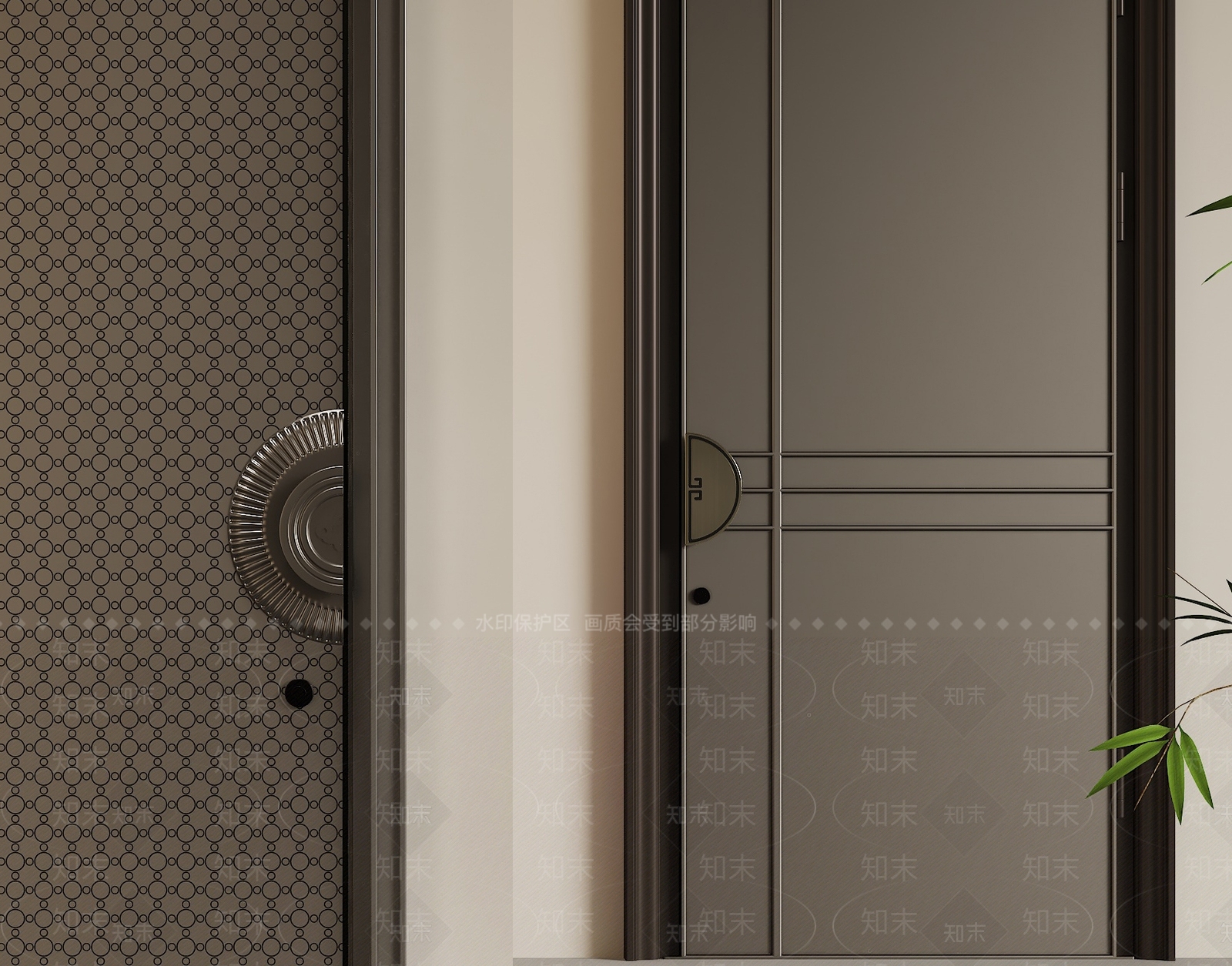 现代新中式单开门3D模型下载【ID:1203208903】
