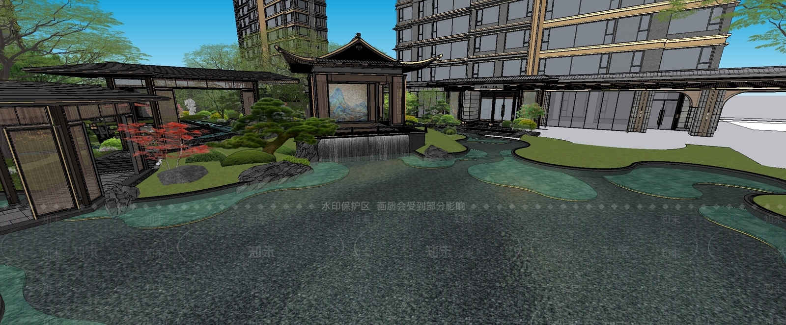 现代小区景观SU模型下载【ID:1203212145】